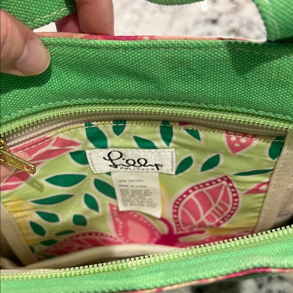 Lilly Pulitzer Vibrant Green and Pink Mini Tote - Picture 2 of 4